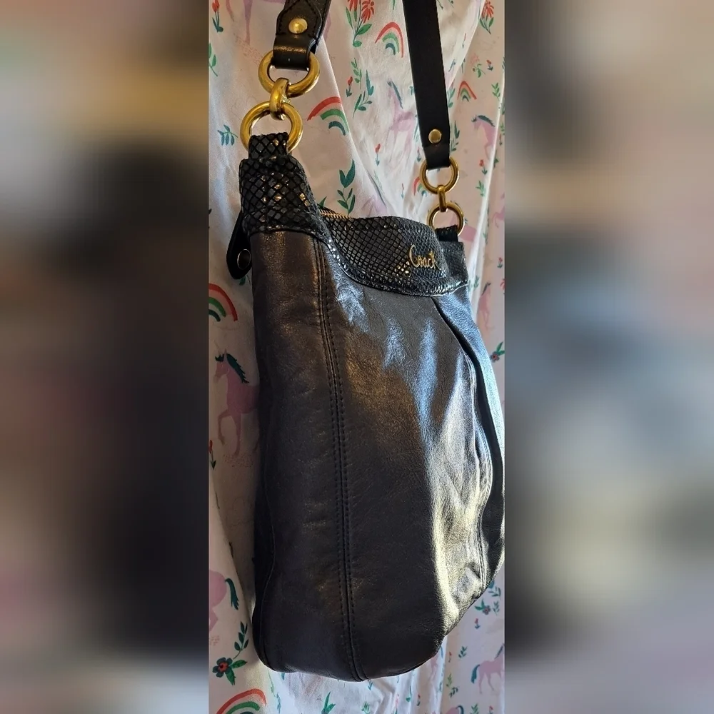 NWOT Y2K Vintage Coach Ashley Metallic Snake & Black Leather Hobo Purse Bag